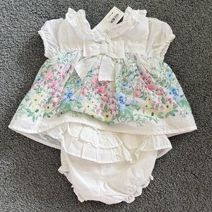 Janie and Jack Floral White Baby Dress Set